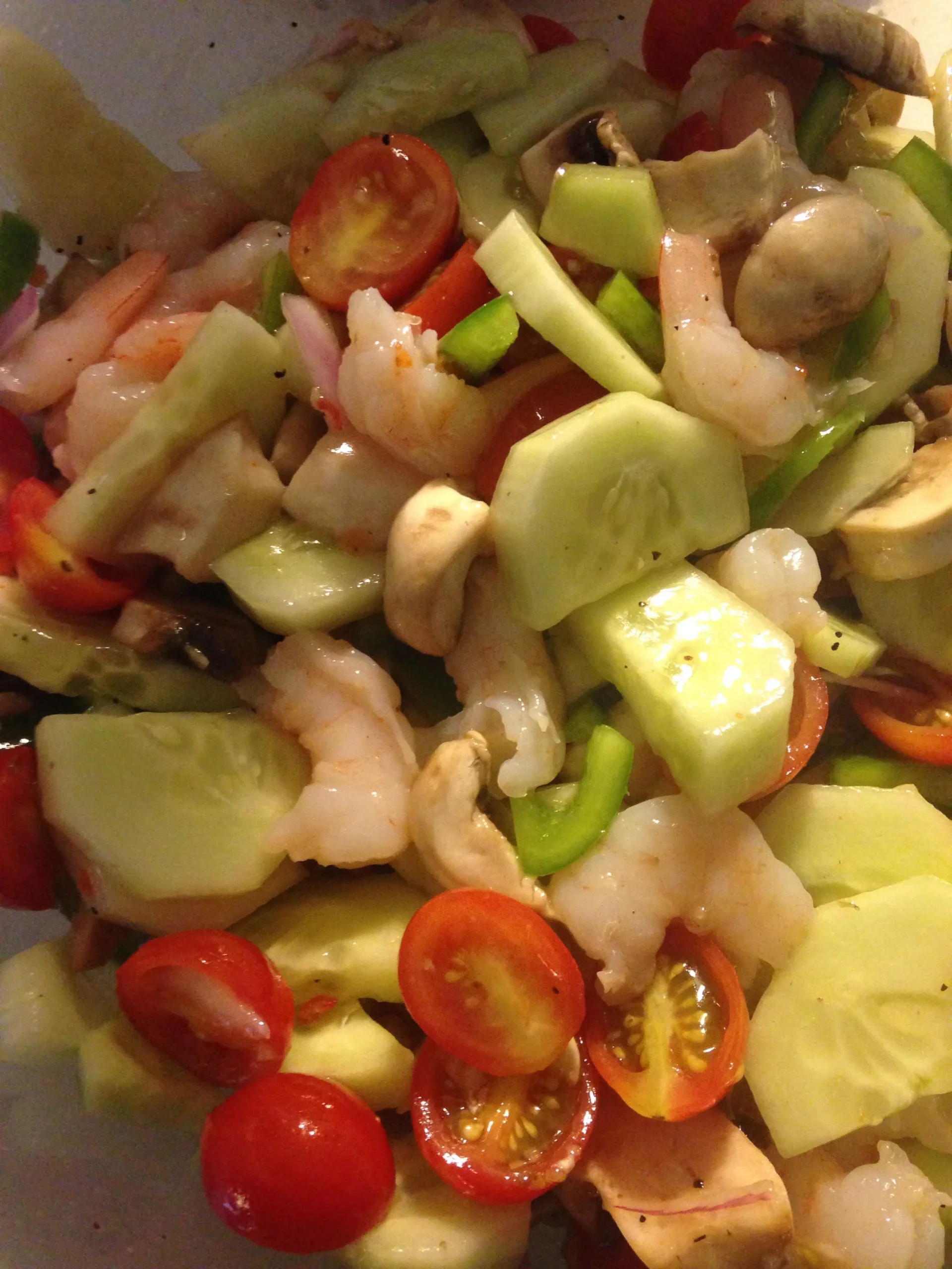 Summer Shrimp Cucumber and Tomato Salad