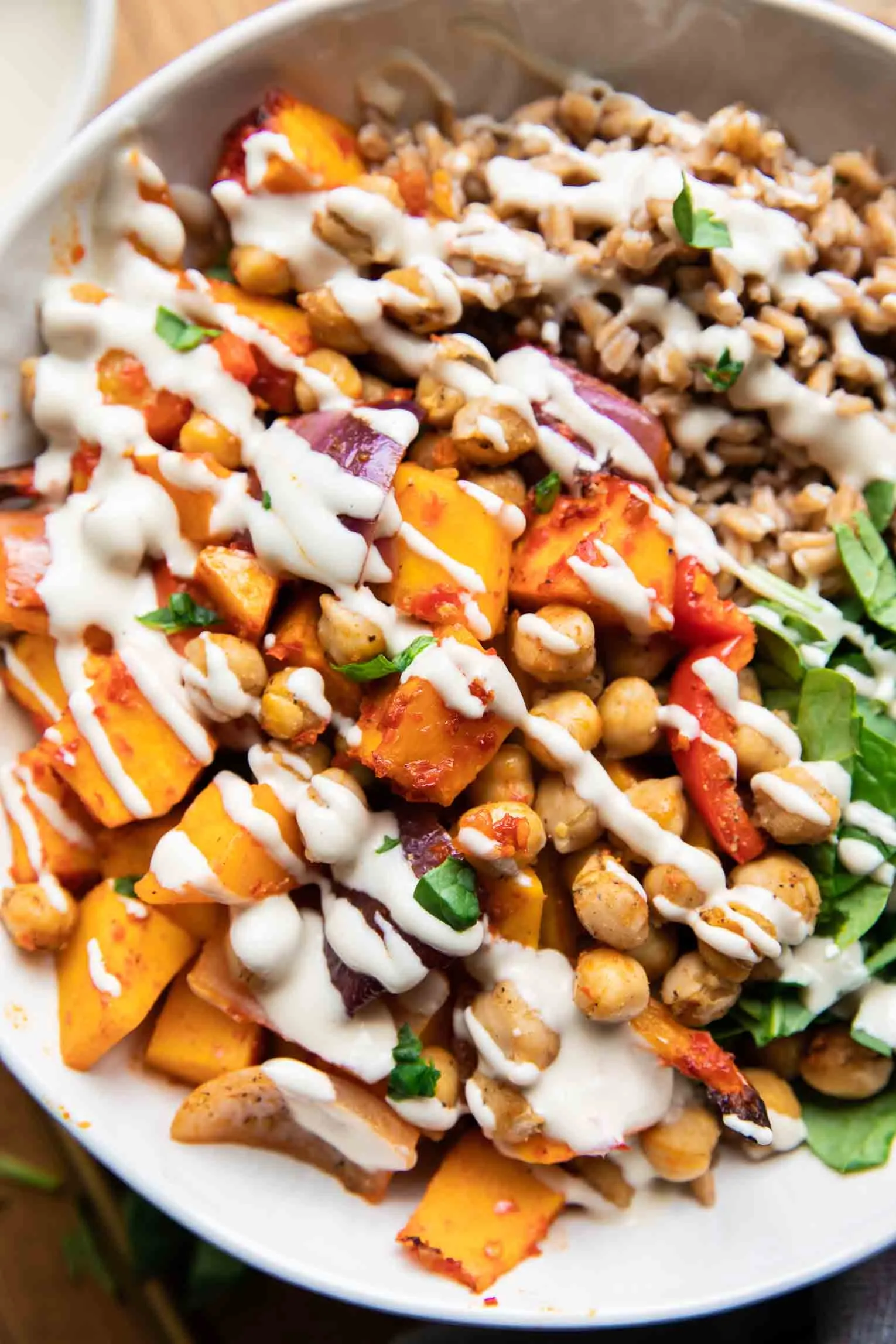 Sunny Veggie Bowl with Harissa Dressing