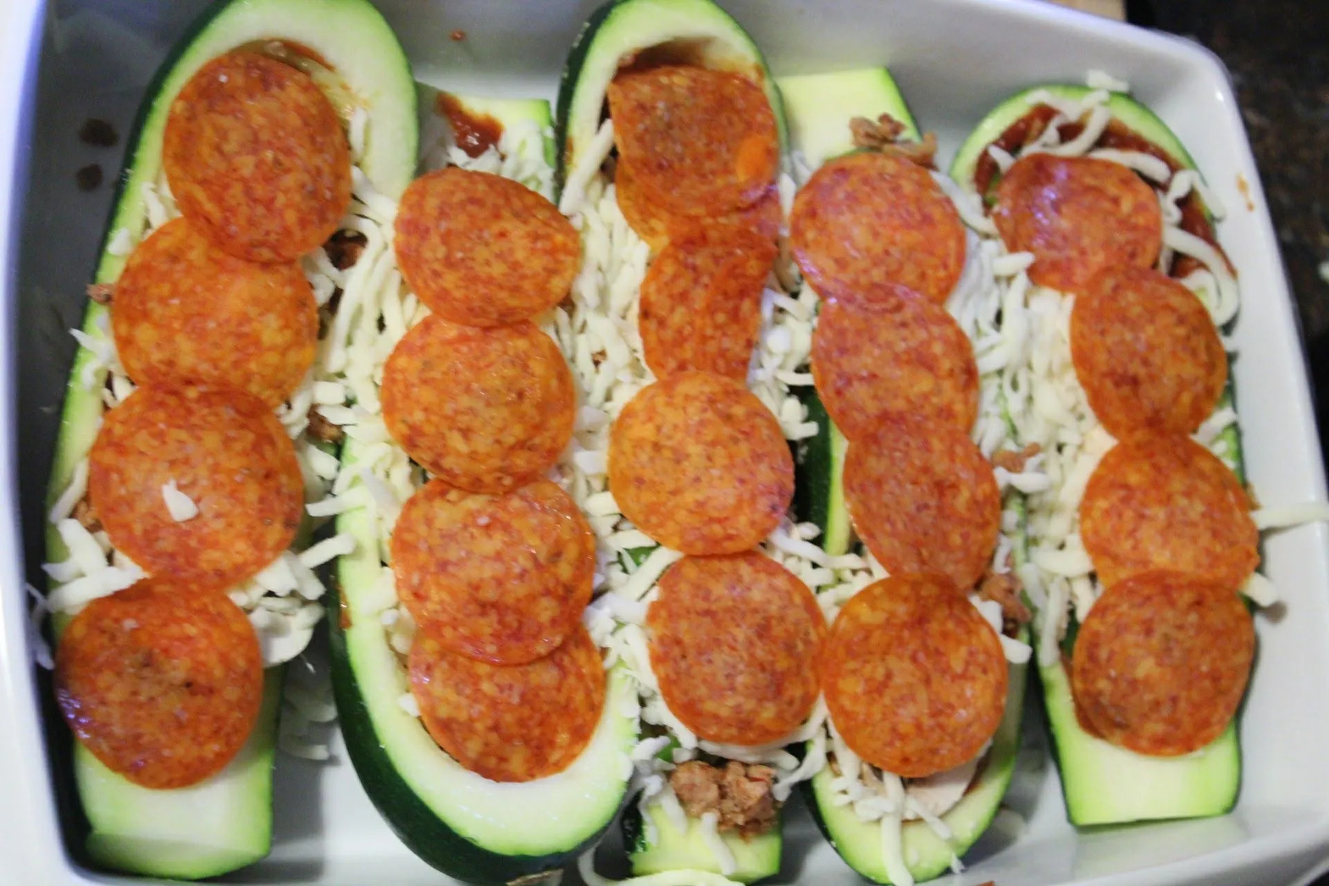 Supreme Pizza Stuffed Zucchini