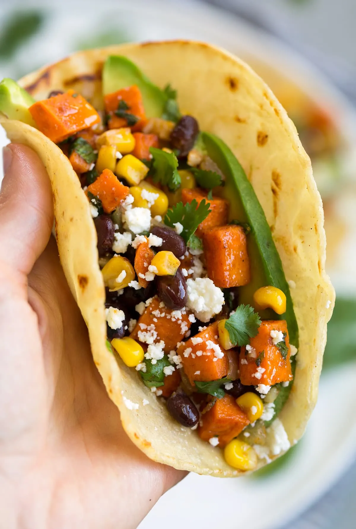 Sweet Potato Black Bean Tacos with Cranberry Orange Salsa