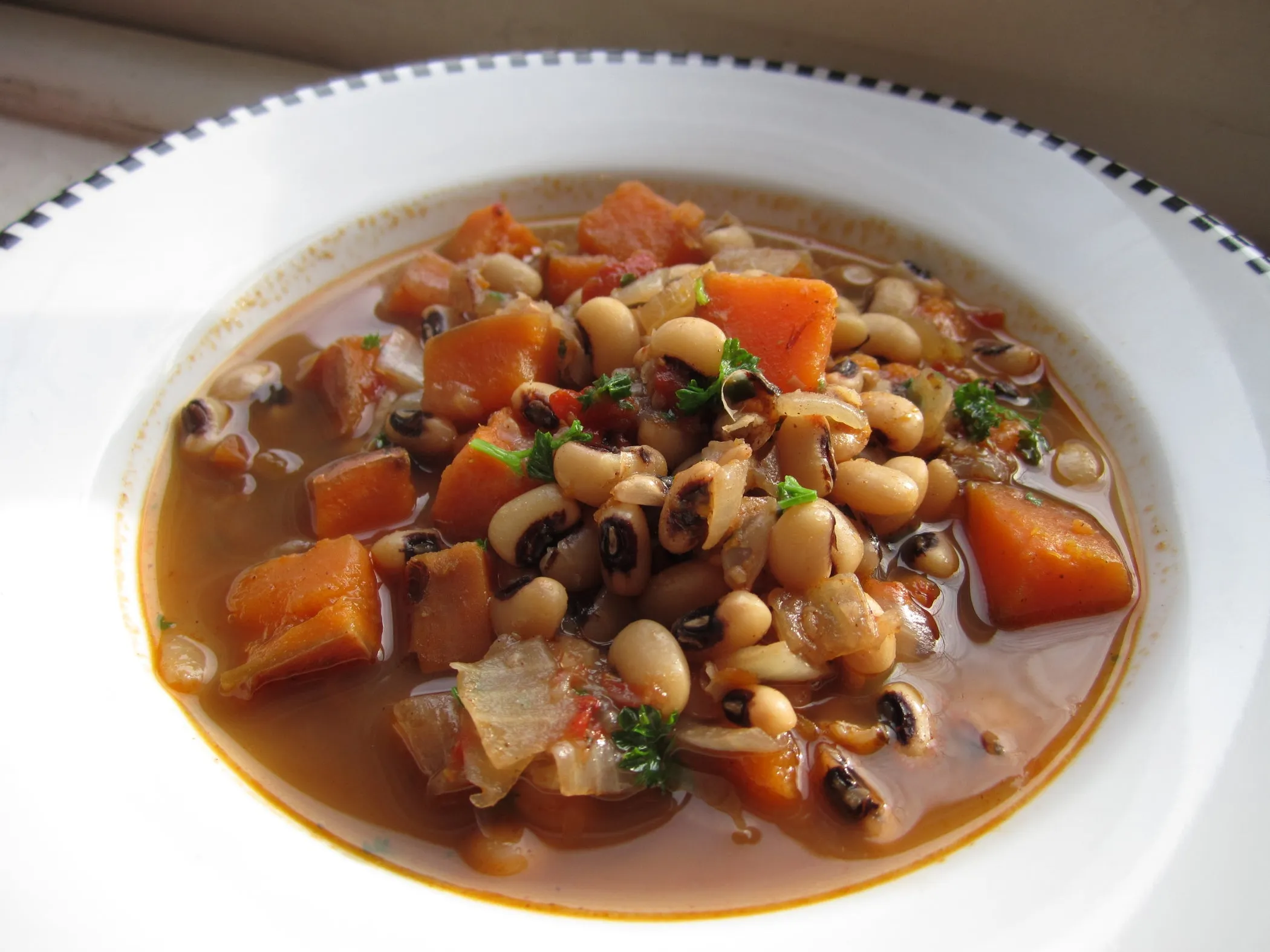 Sweet Potato Black Eyed Pea Soup