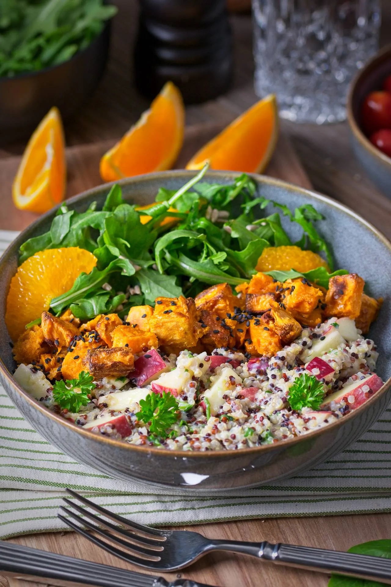 Sweet Potato Quinoa Bowls with Almond Dressing