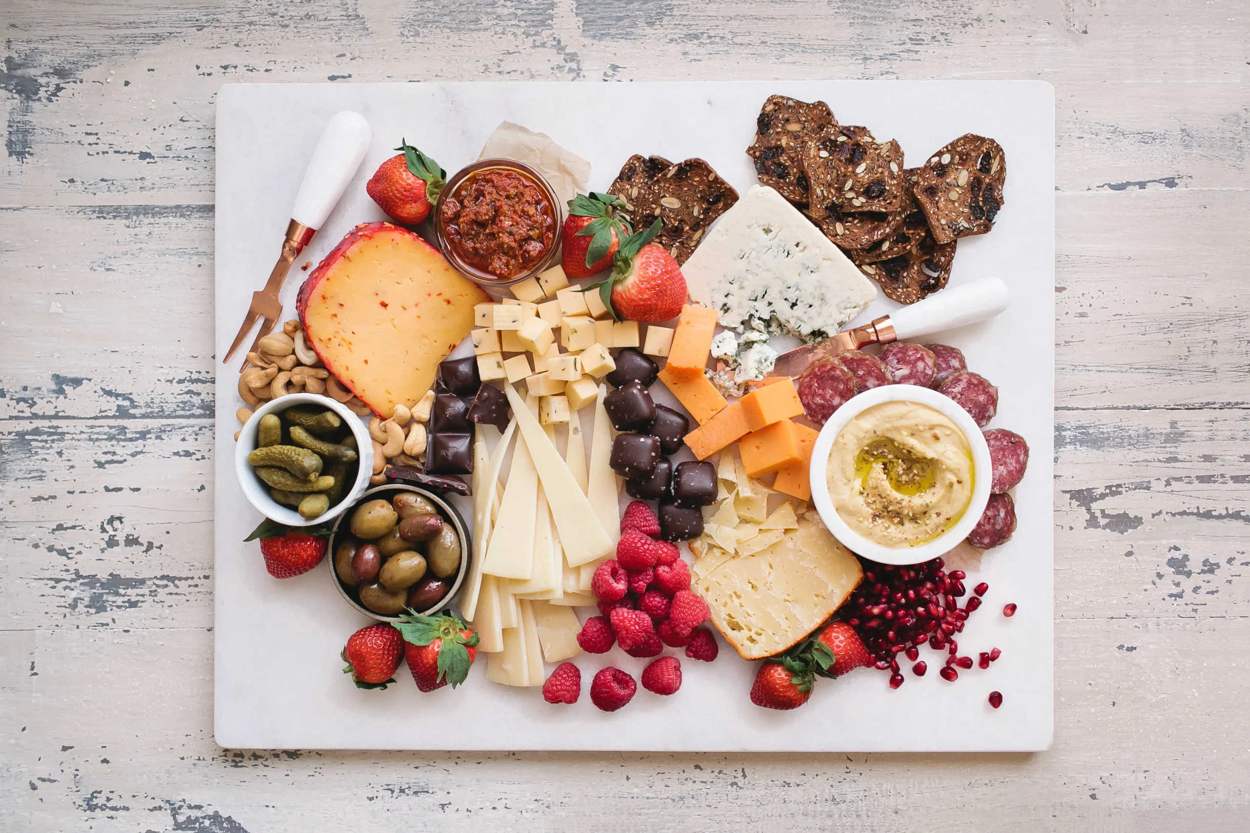 Sweet and Salty Valentine's Day Cheese Board