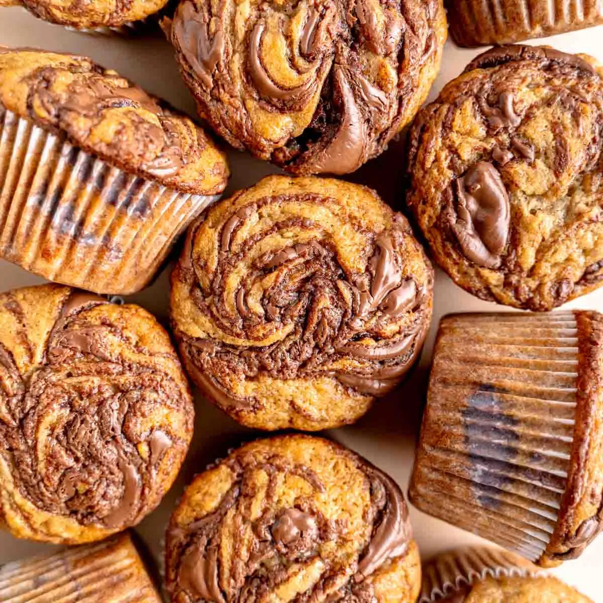 Swirled Banana Nutella Muffins