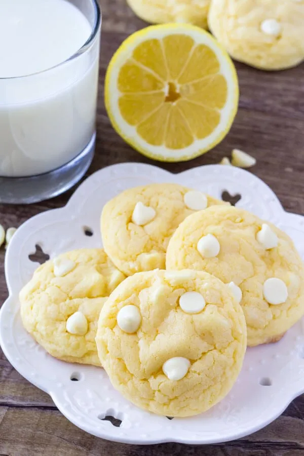 Tangy Lemon Cream Cheese White Chocolate Chip Cake Mix Cookies