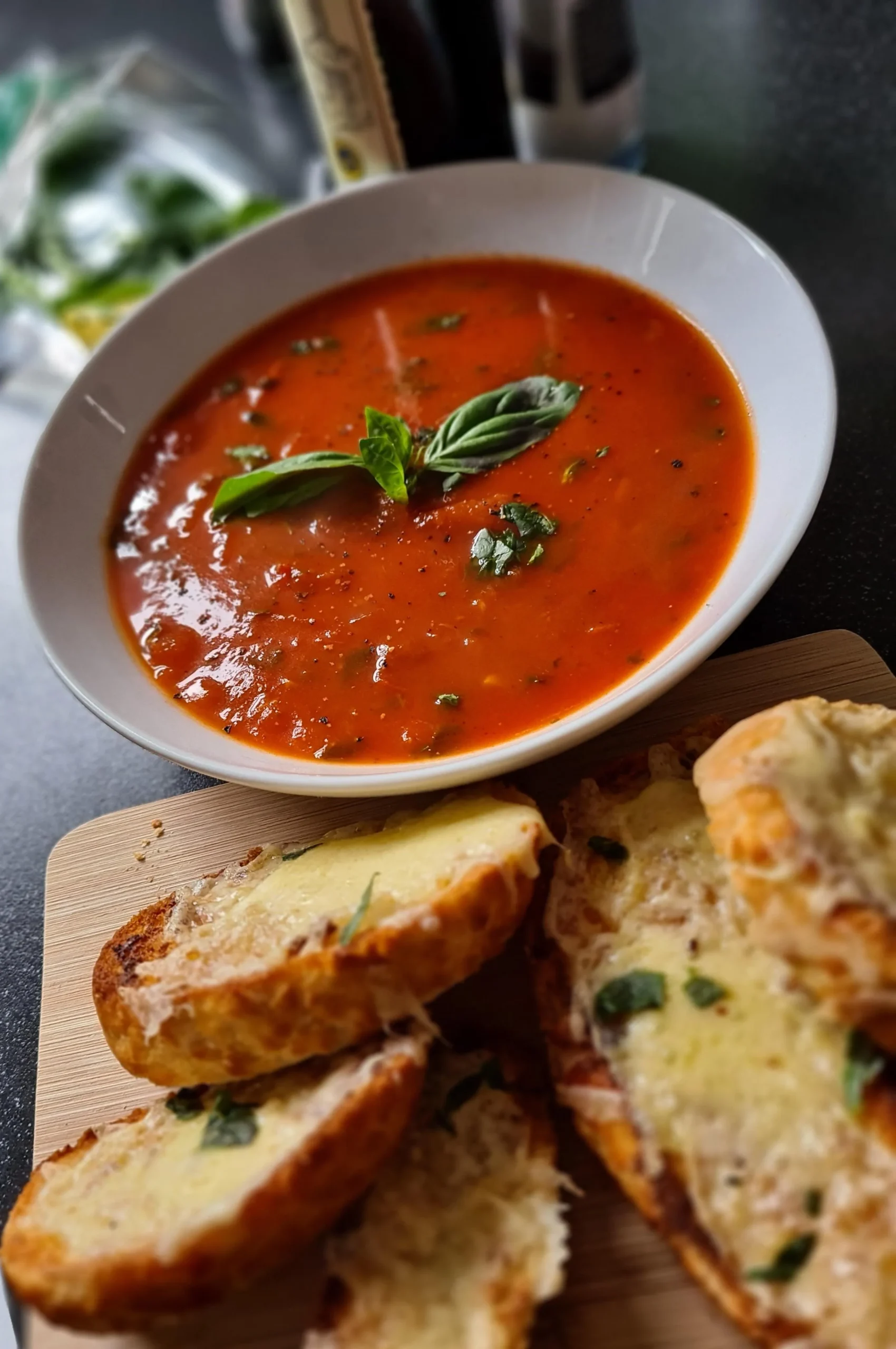 Tomato Bread Soup with Basil Oil
