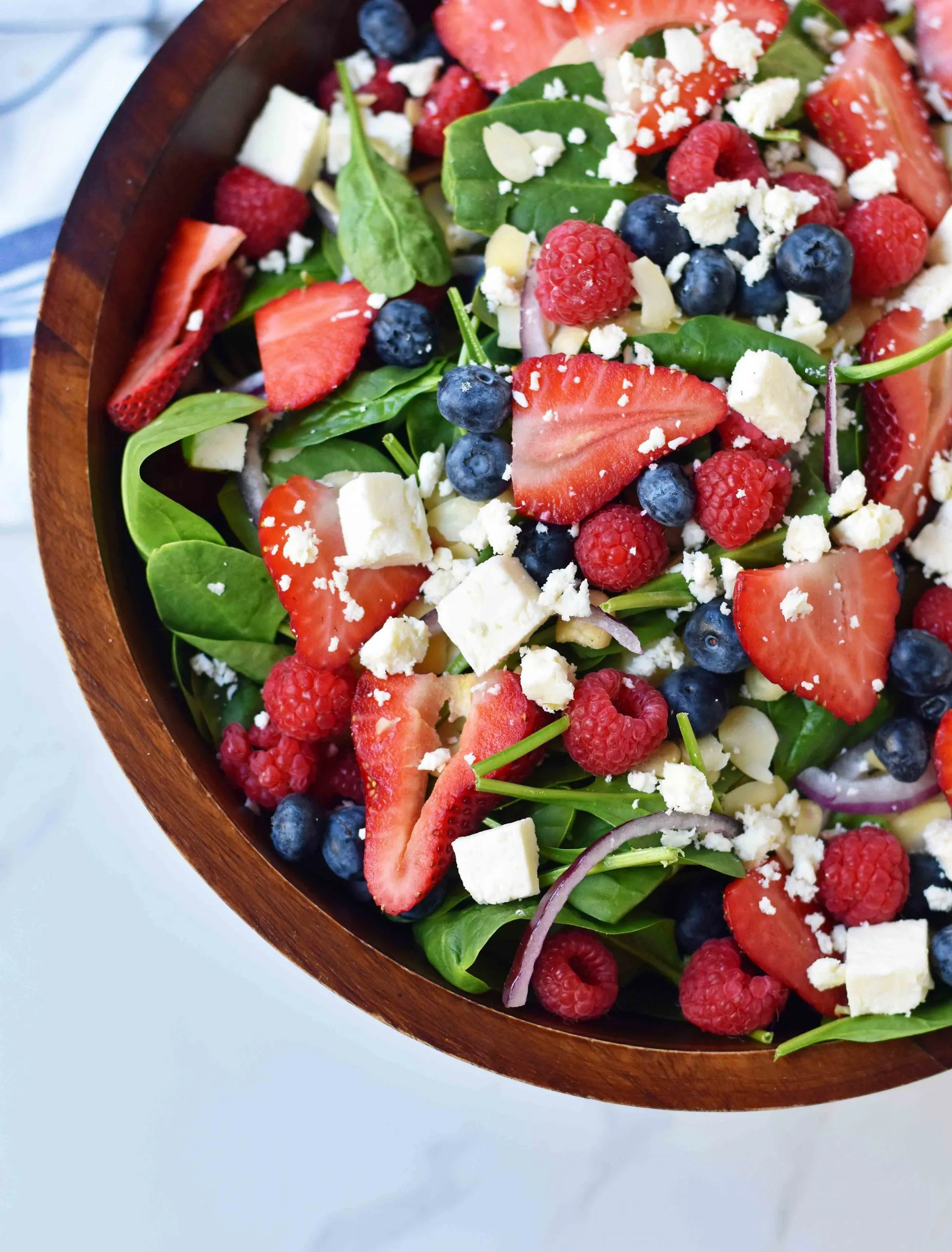 Triple Berry Almond Spinach Salad
