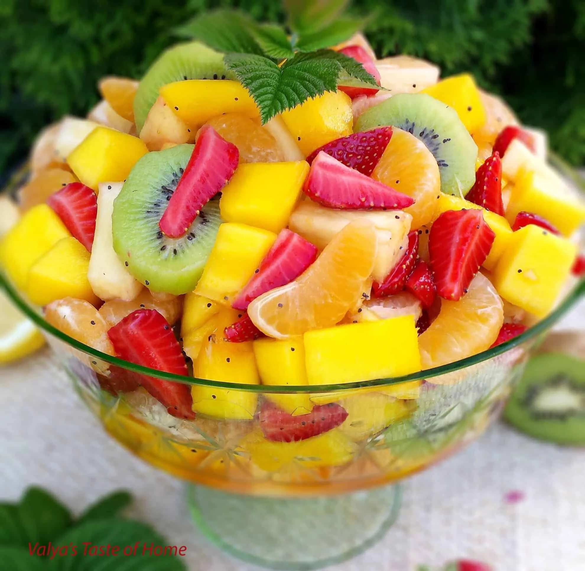 Tropical Fruit Salad with Chilled Rosemary and Mint Syrup