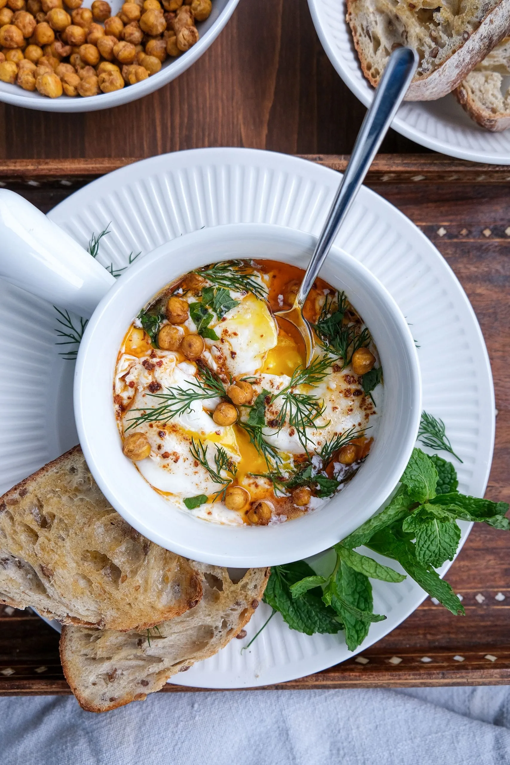 Turkish Eggs with Chickpeas and Homemade Naan