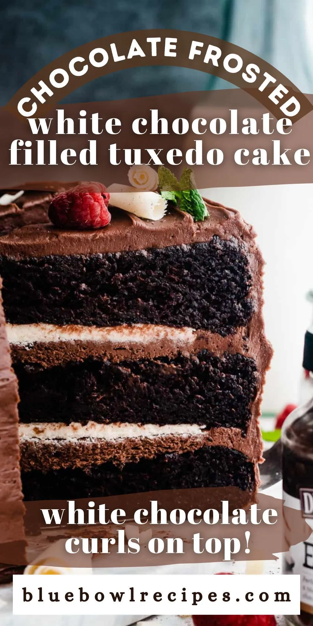 Tuxedo Cake with Whipped White Chocolate Ganache