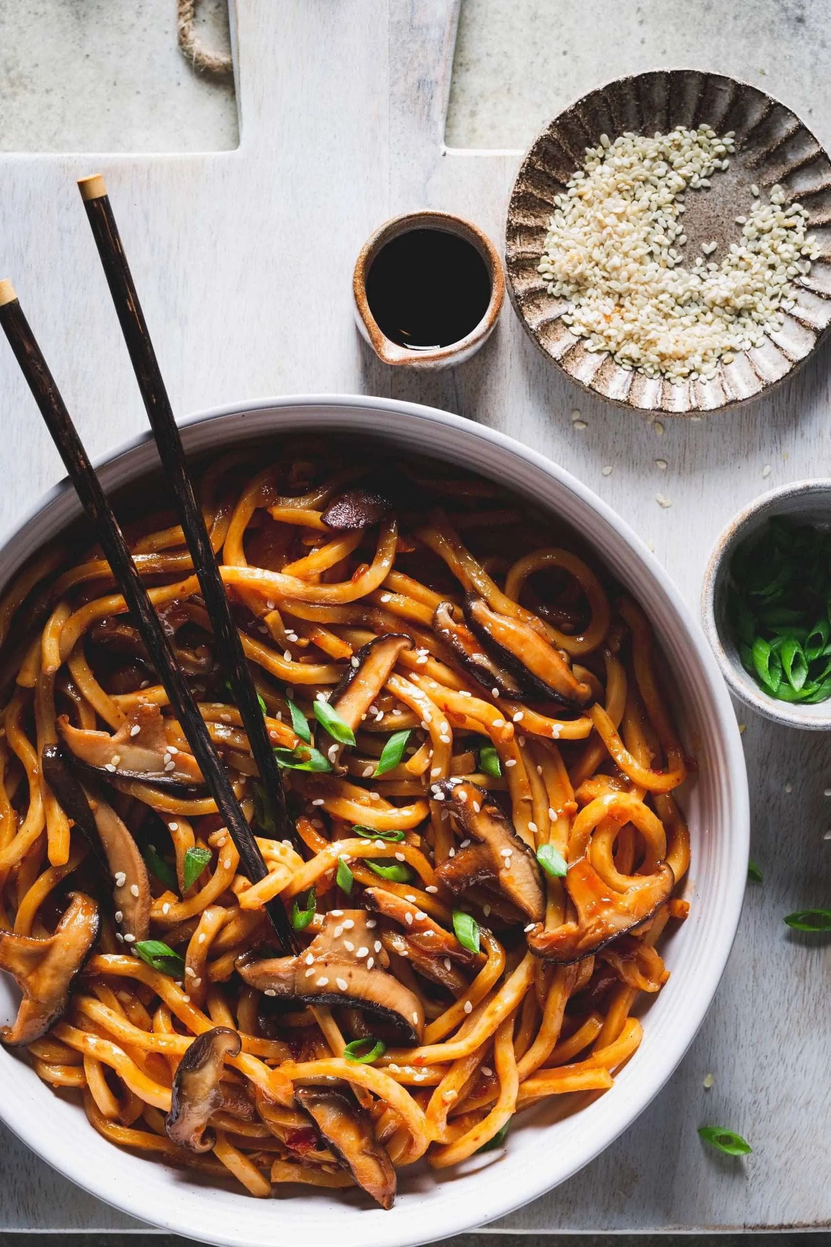 Udon Noodles with Sweet Sesame Ginger Sauce