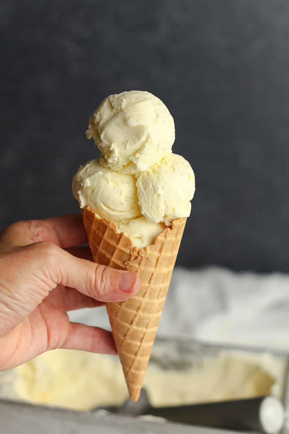 Vanilla Bean Ice Cream with Hand Dipped Cones