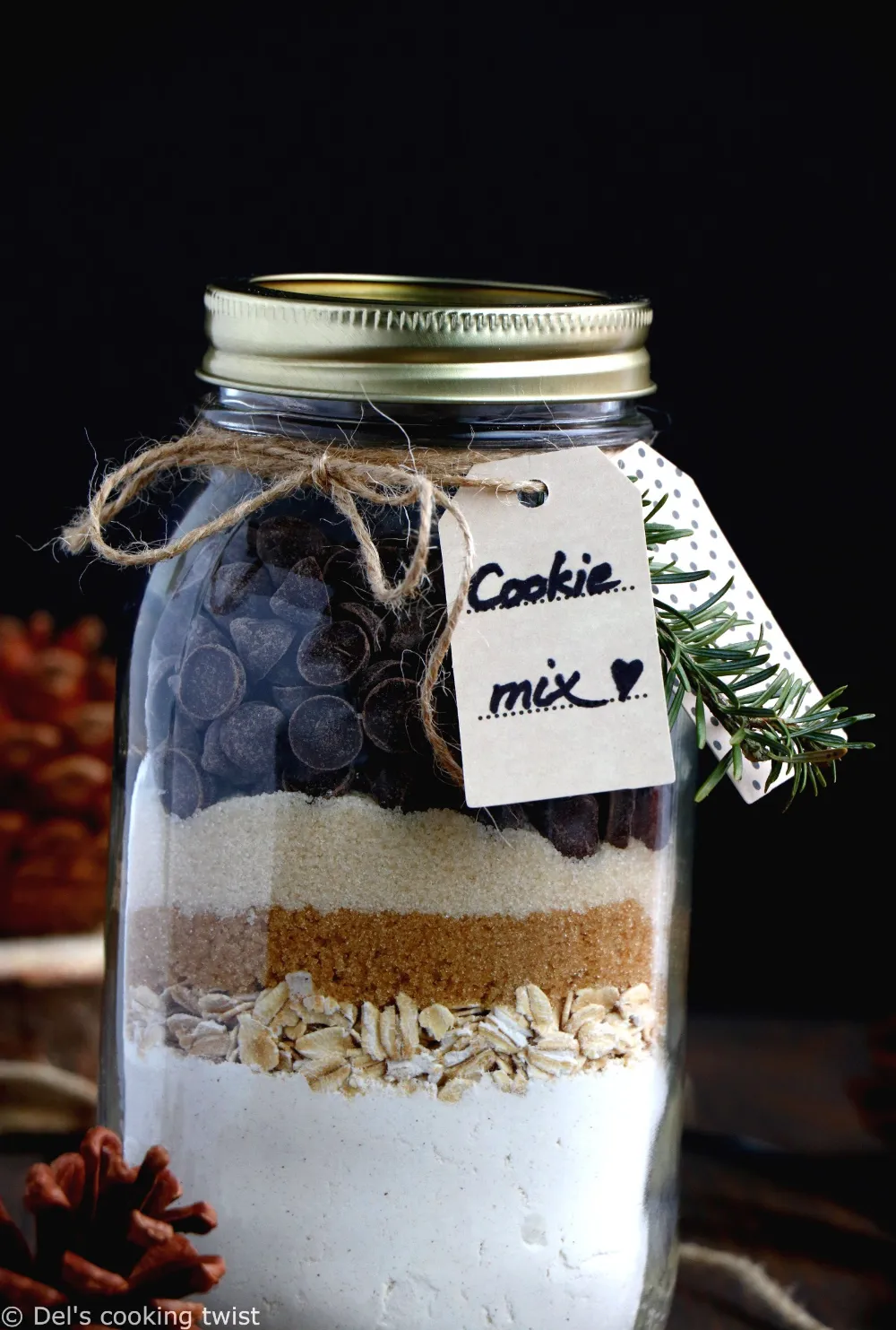 Vanilla and Chocolate Chip Cookie Mix in a Jar