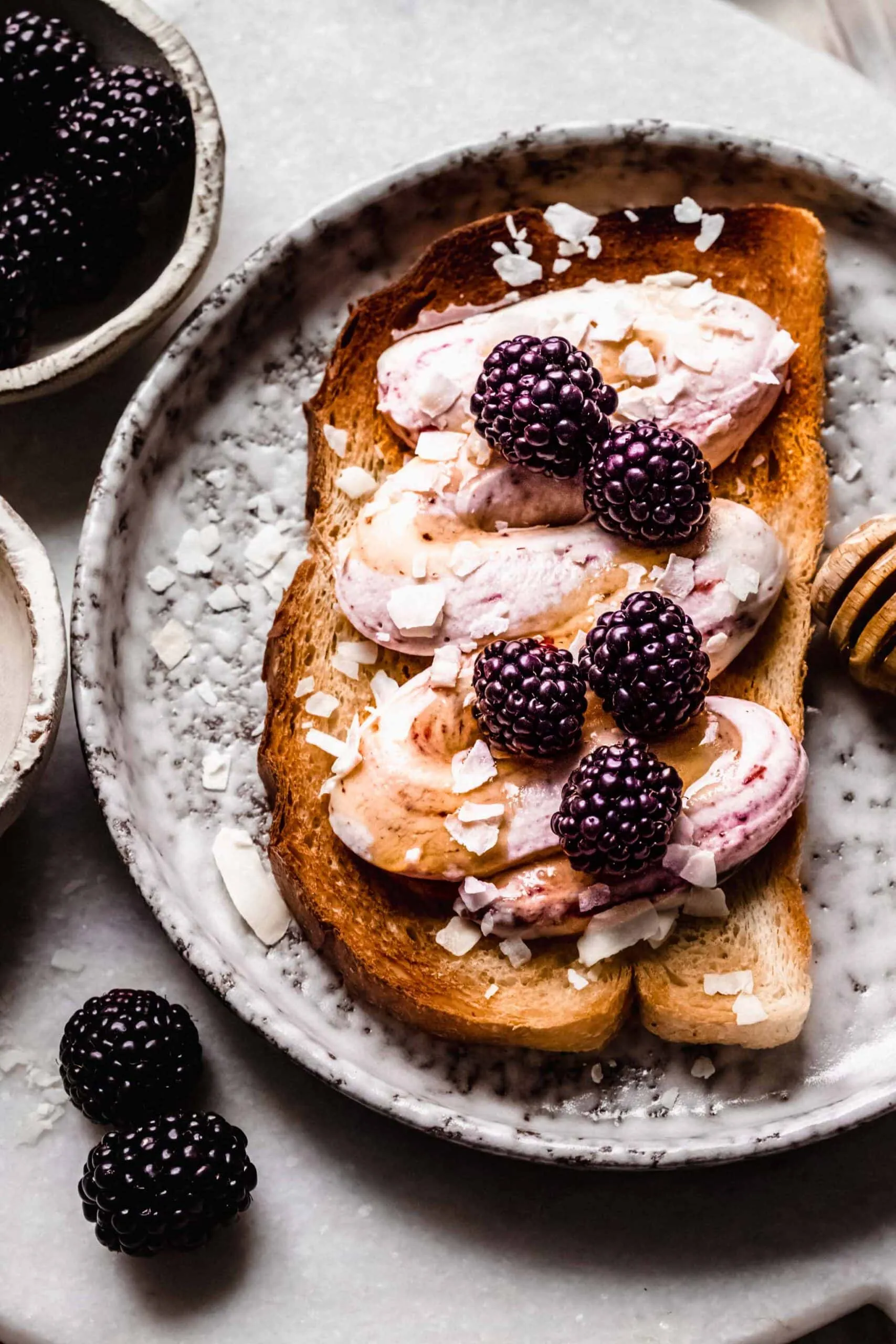 Vegan Breakfast Toast with Roasted Blackberries