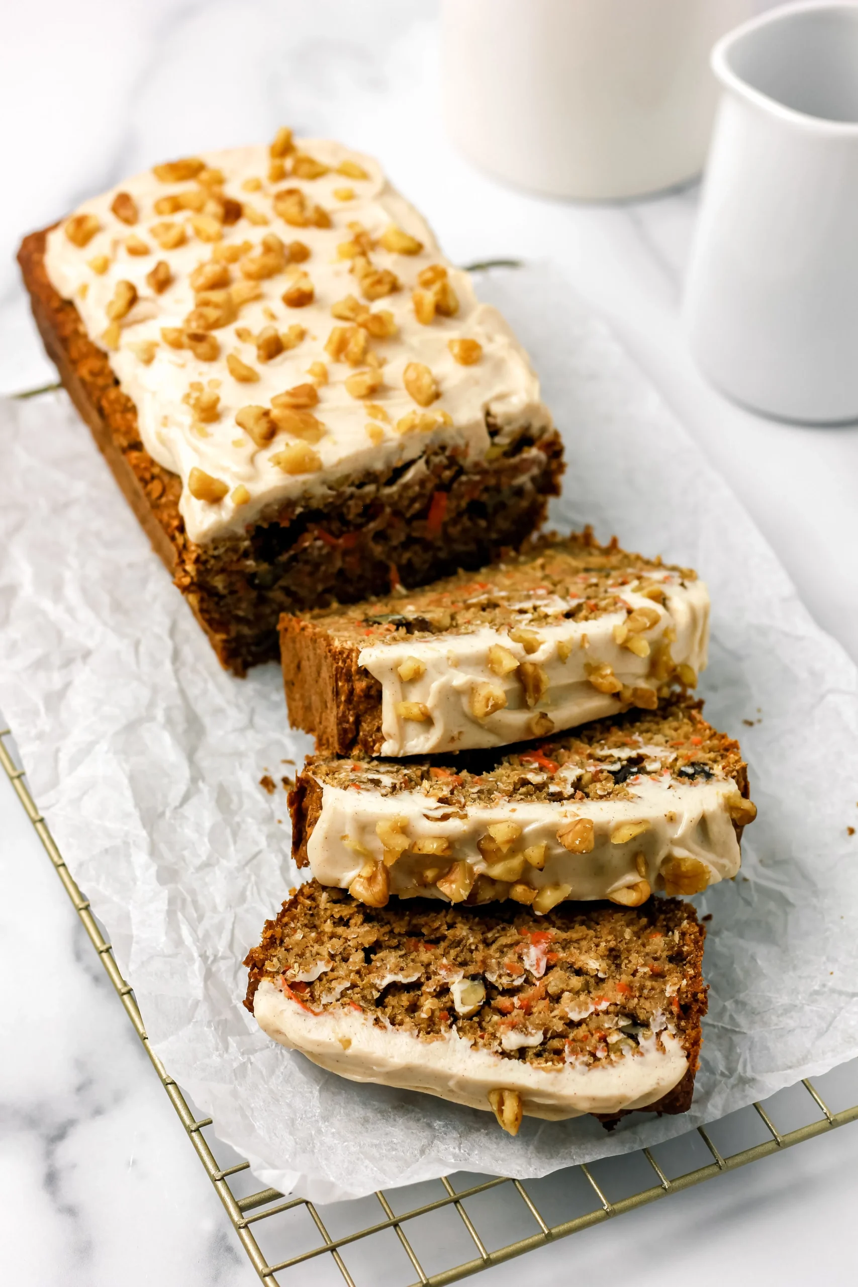 Vegan Carrot Cake Banana Bread with Cream Cheese Frosting