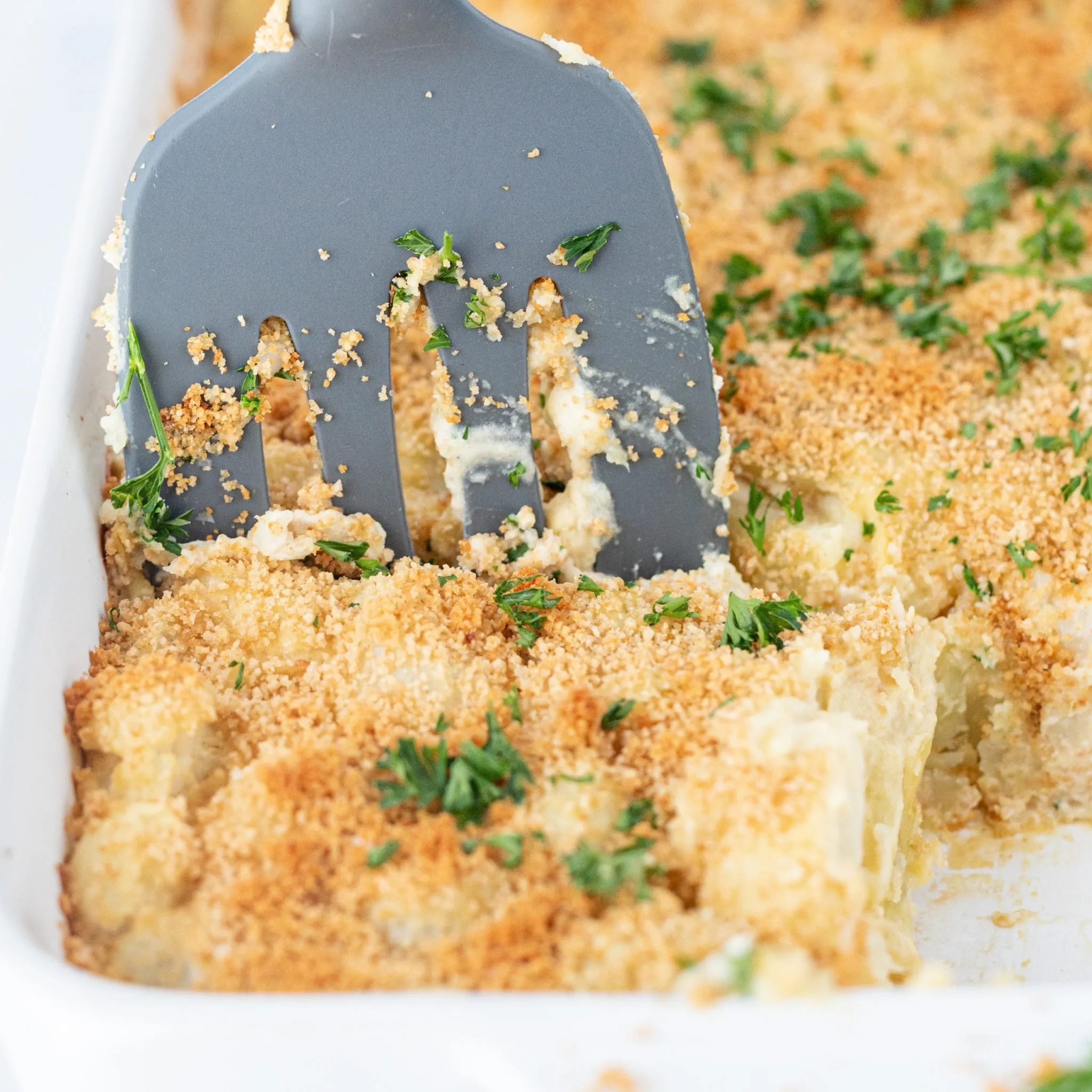 Vegan Cheesy Cauliflower Potato Casserole