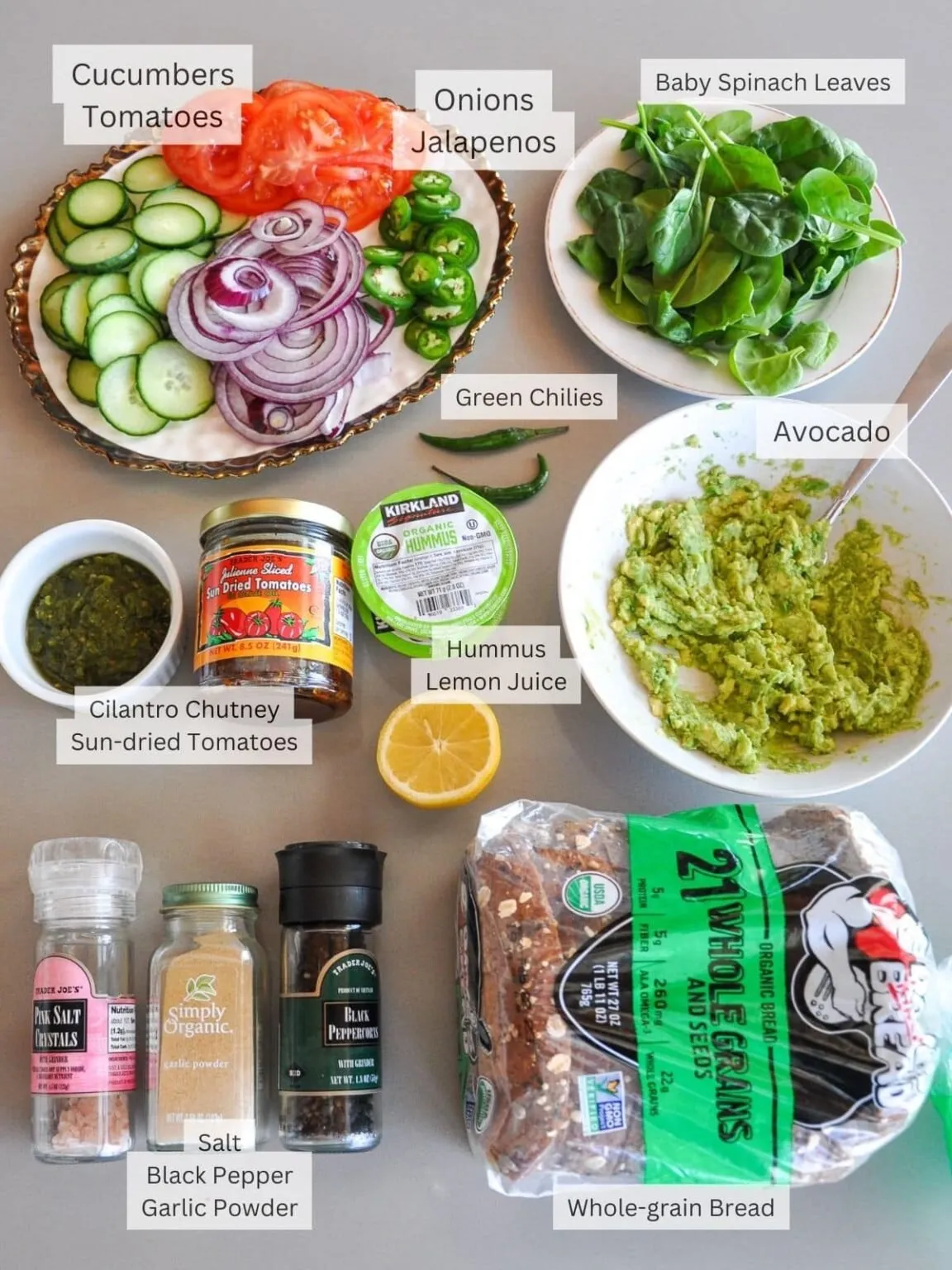 Vegan Hummus Sandwich with Sun Dried Tomatoes