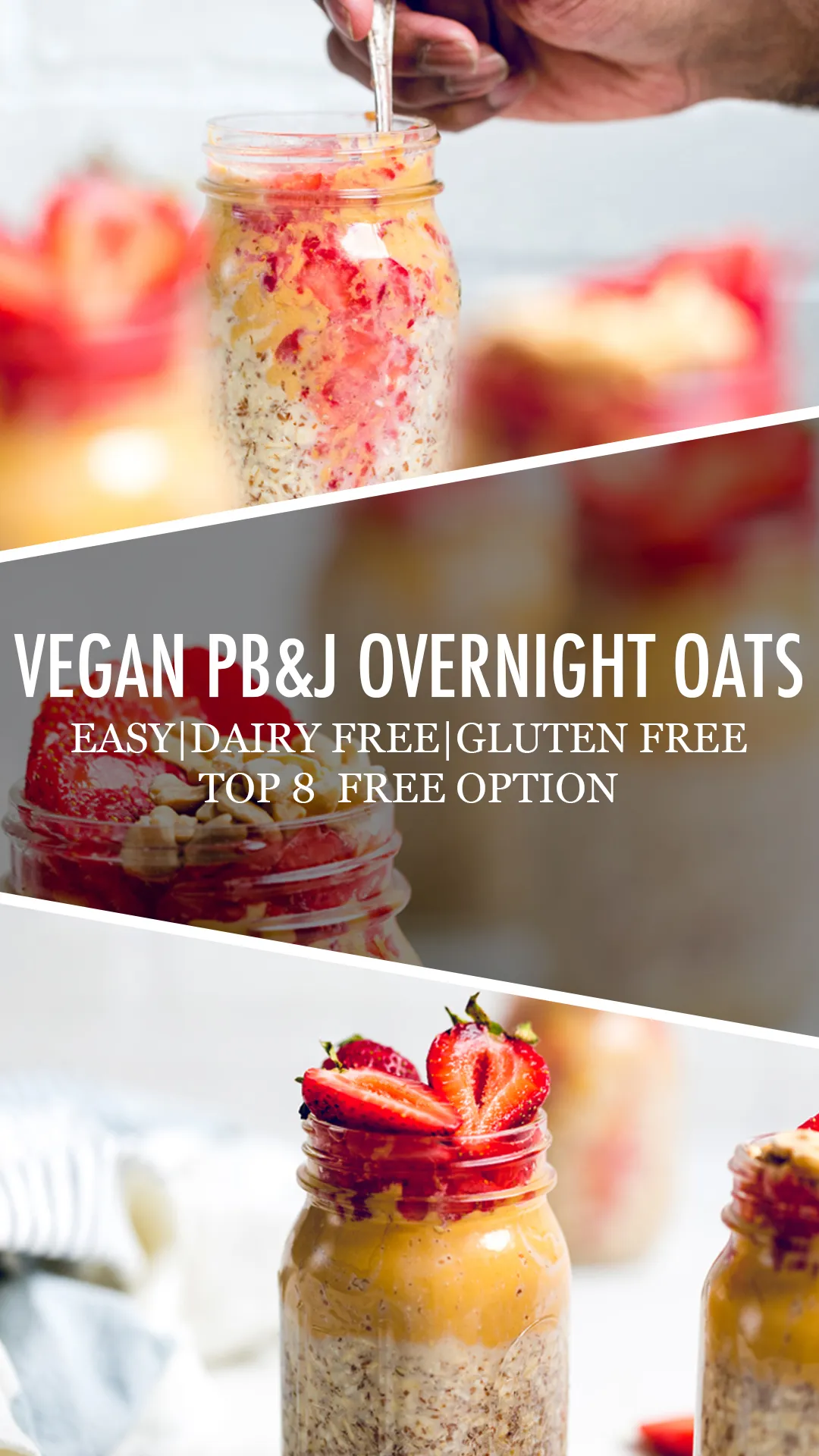 Vegan Peanut Butter and Jelly Overnight Oats