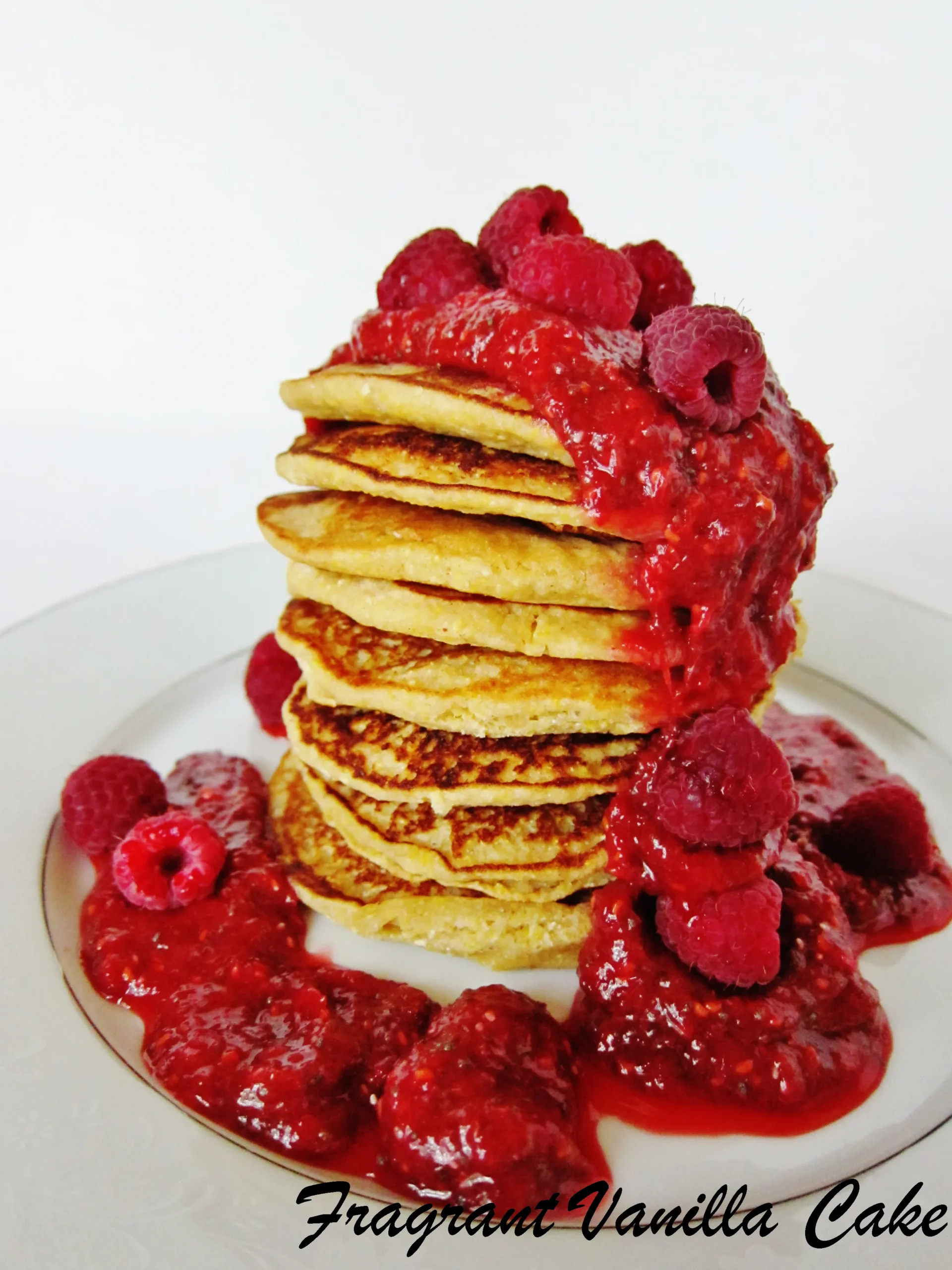 Vegan Raspberry Vanilla Pancakes