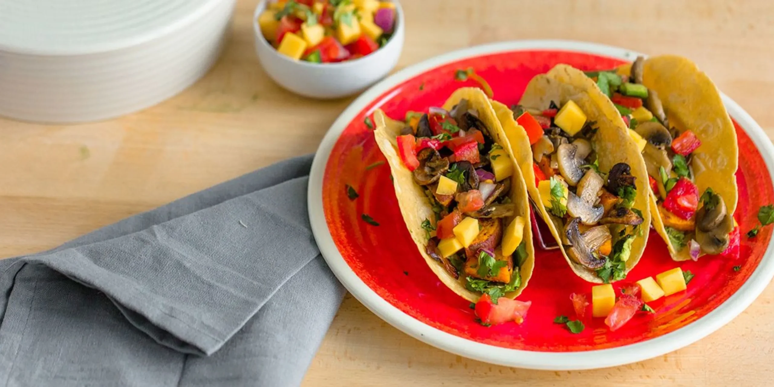 Vegan Sweet Potato and Mushroom Tacos with Fresh Herb Sauce