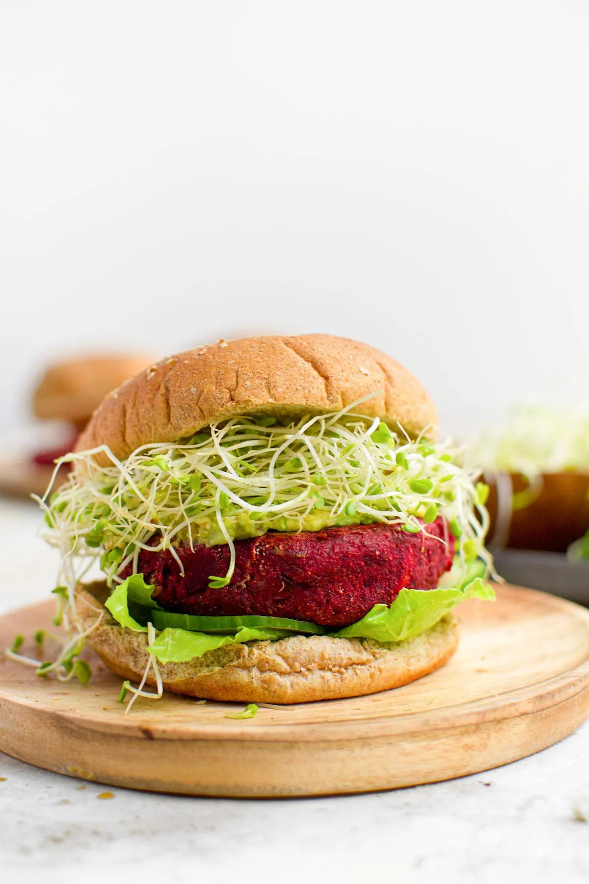 Vegetarian Beet Burgers with Avocado and Sweet Potato Fries