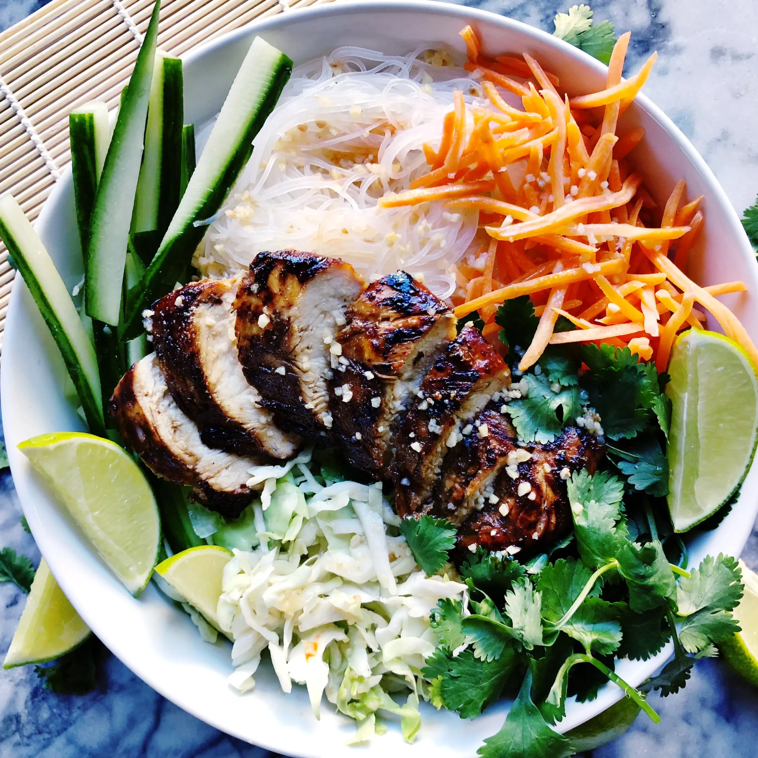 Vietnamese Lemongrass Chicken Noodle Bowl