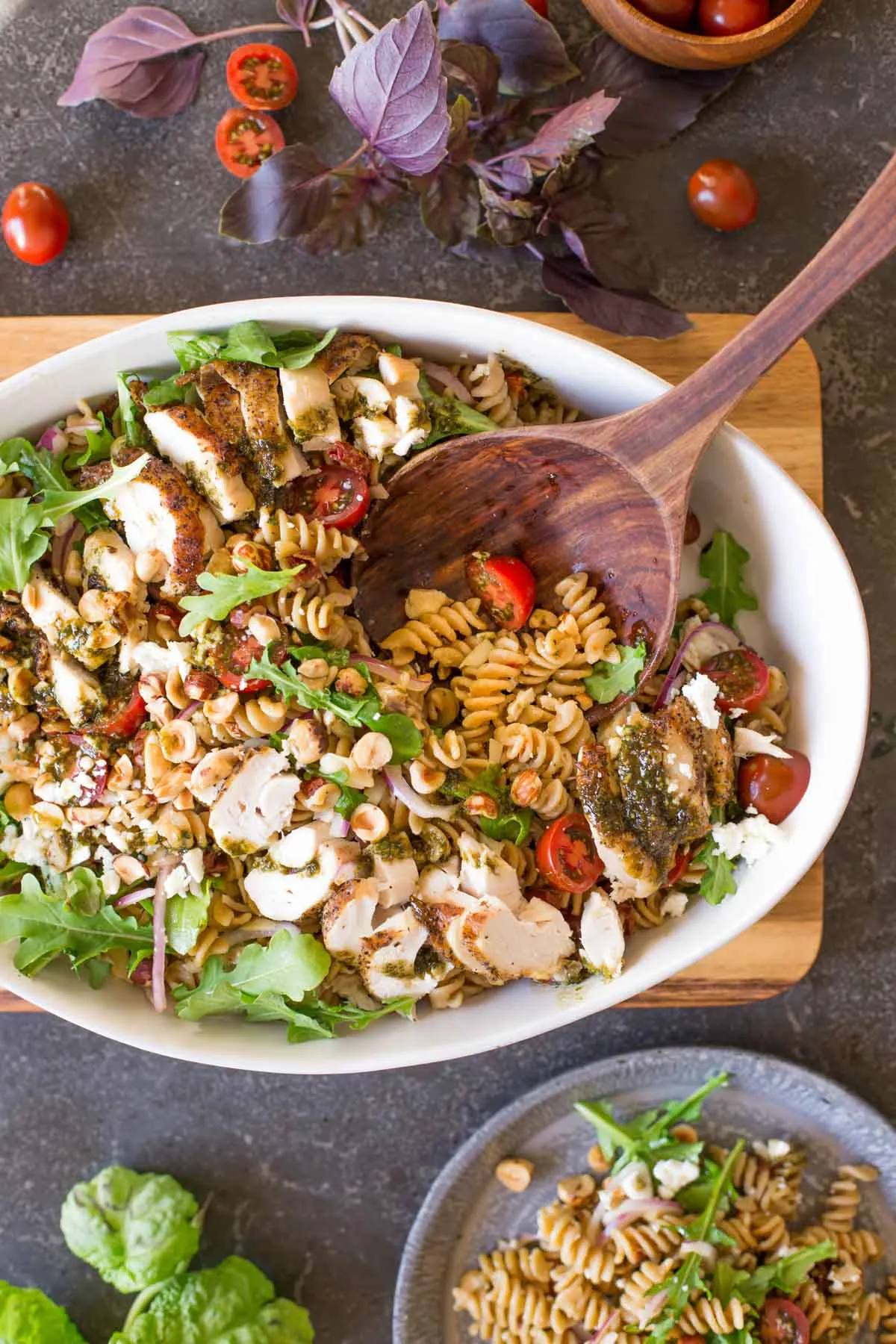 Whole Wheat Pasta Salad with Honey Basil Balsamic Vinaigrette