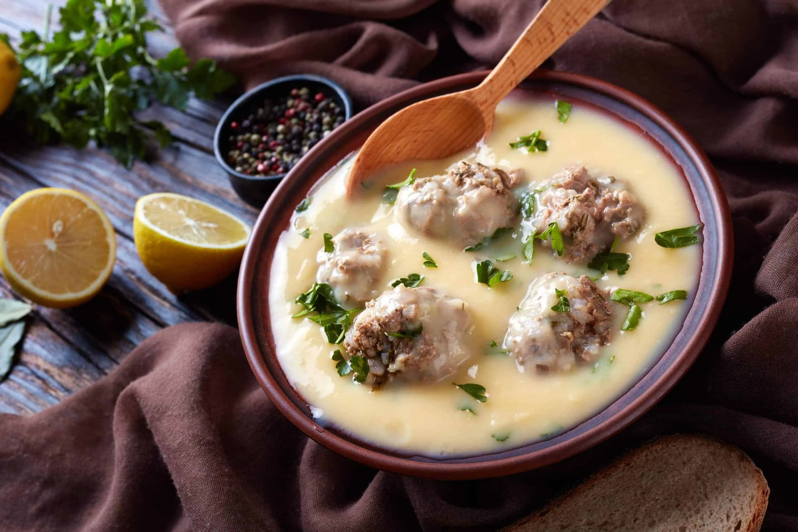 Youvarlakia Avgolemono Lemony Greek Meatball Soup