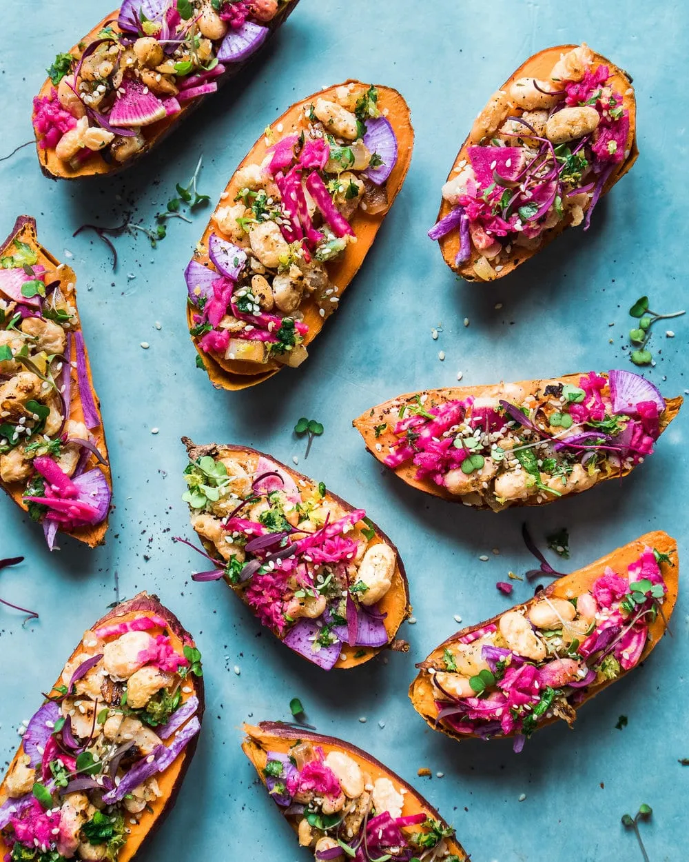 Zaatar White Bean Stuffed Sweet Potatoes