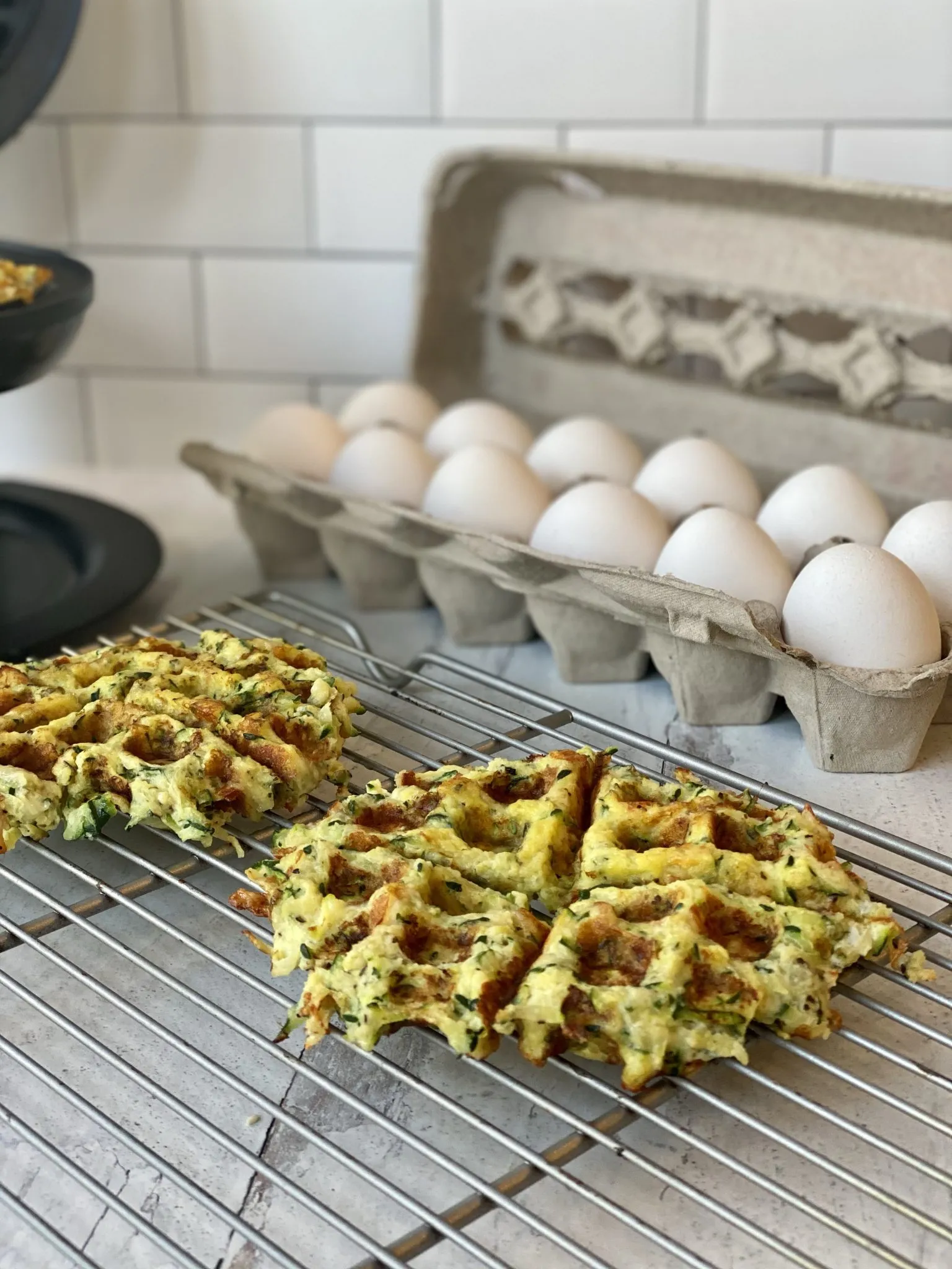 Zucchini Waffles with Pimento Cheese Sauce