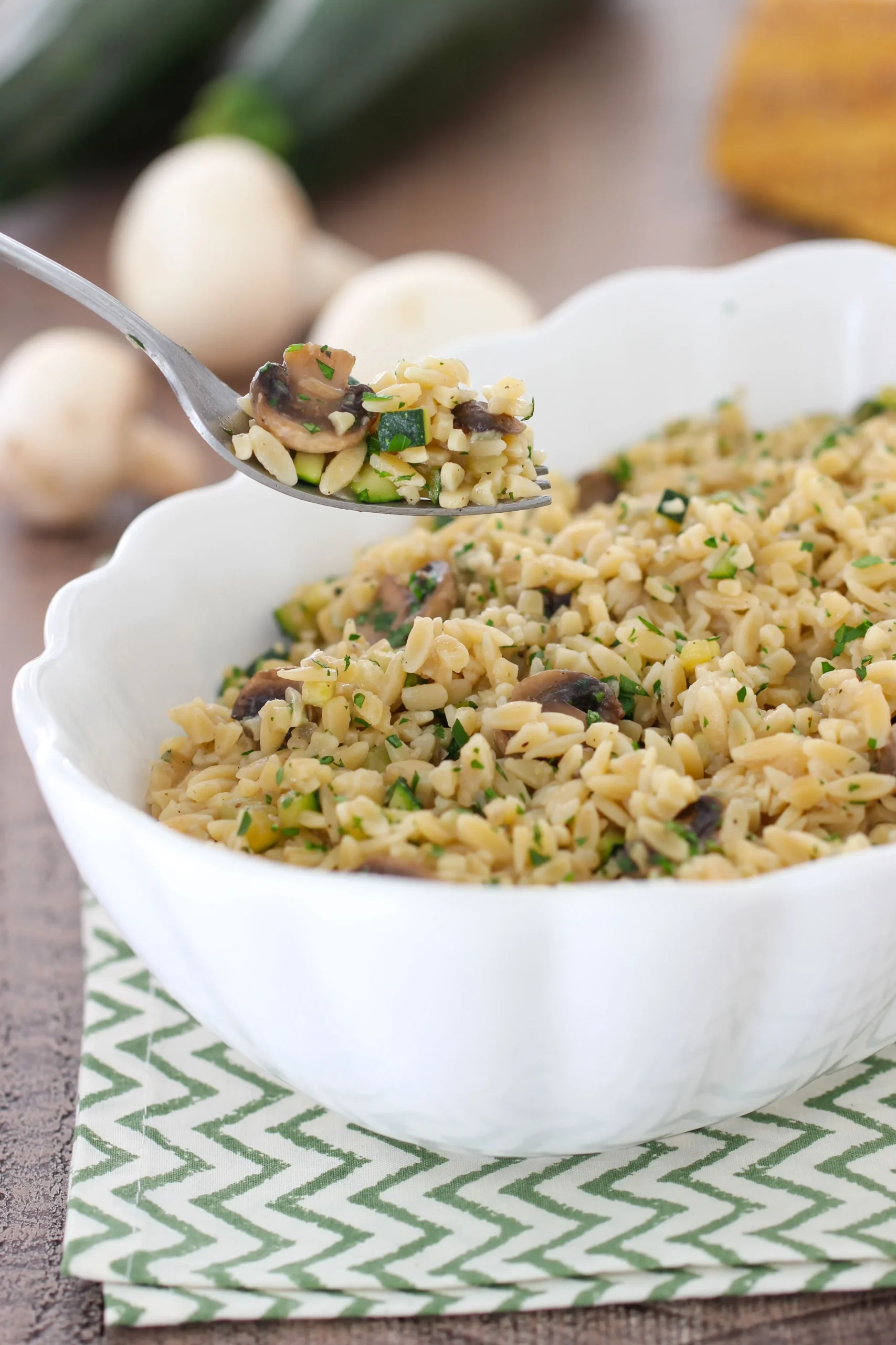 Zucchini and Mushroom Orzo