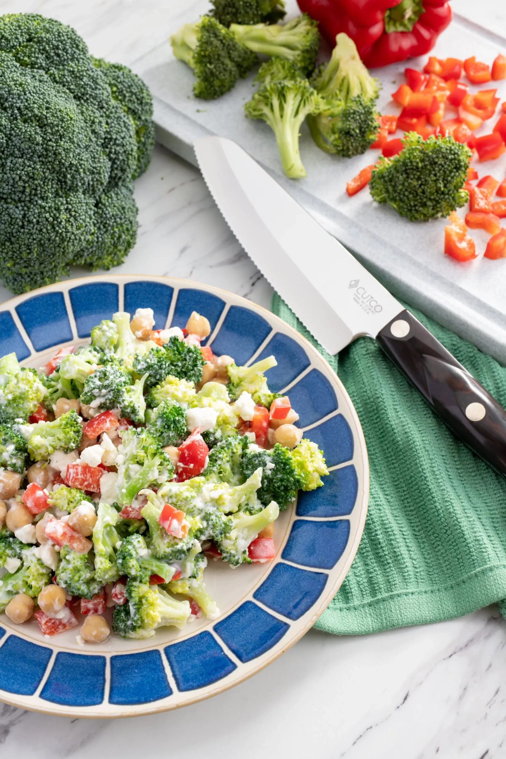 broccoli stalk ribbon salad feta