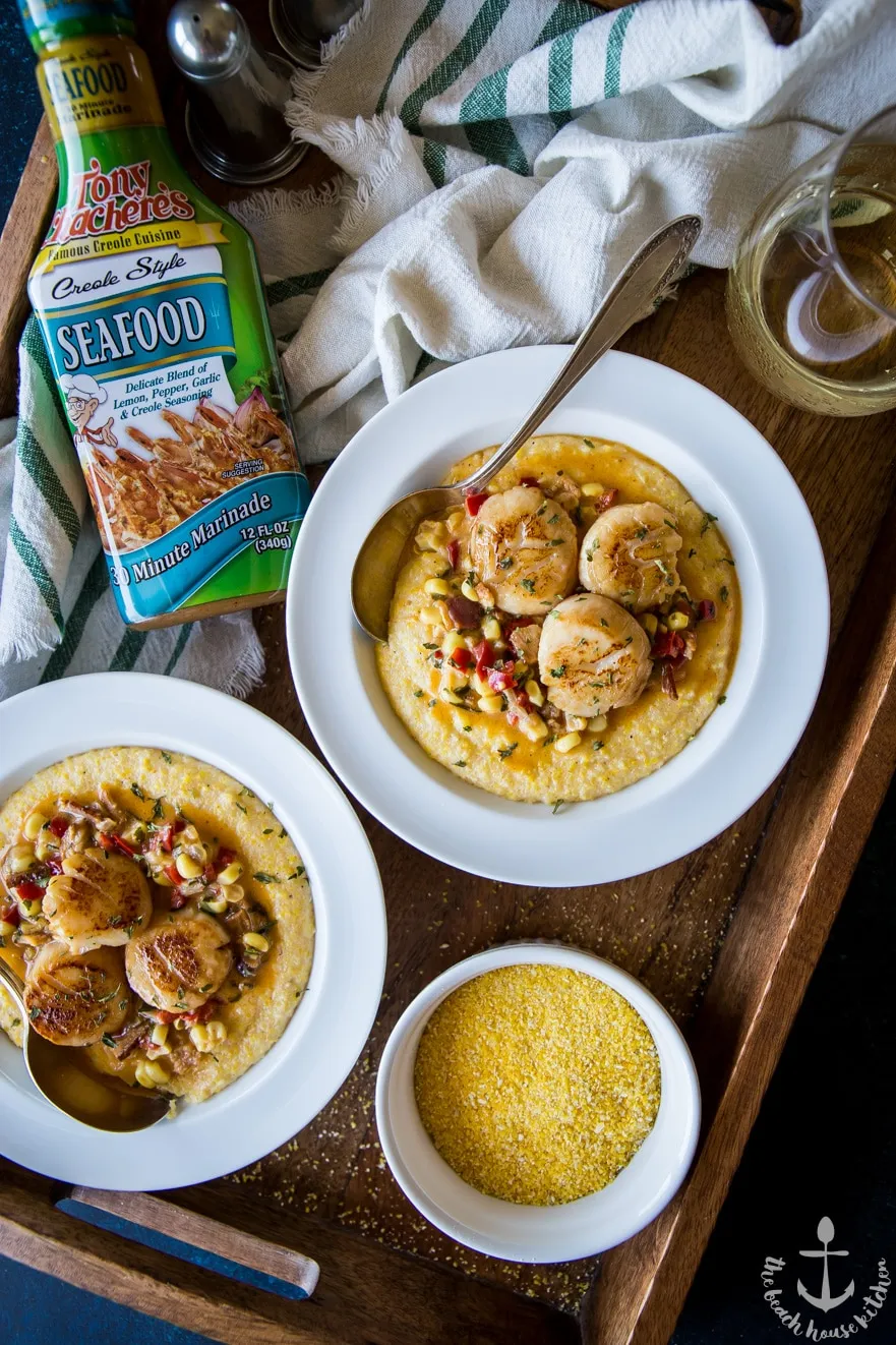 cajun scallops and cheesy grits