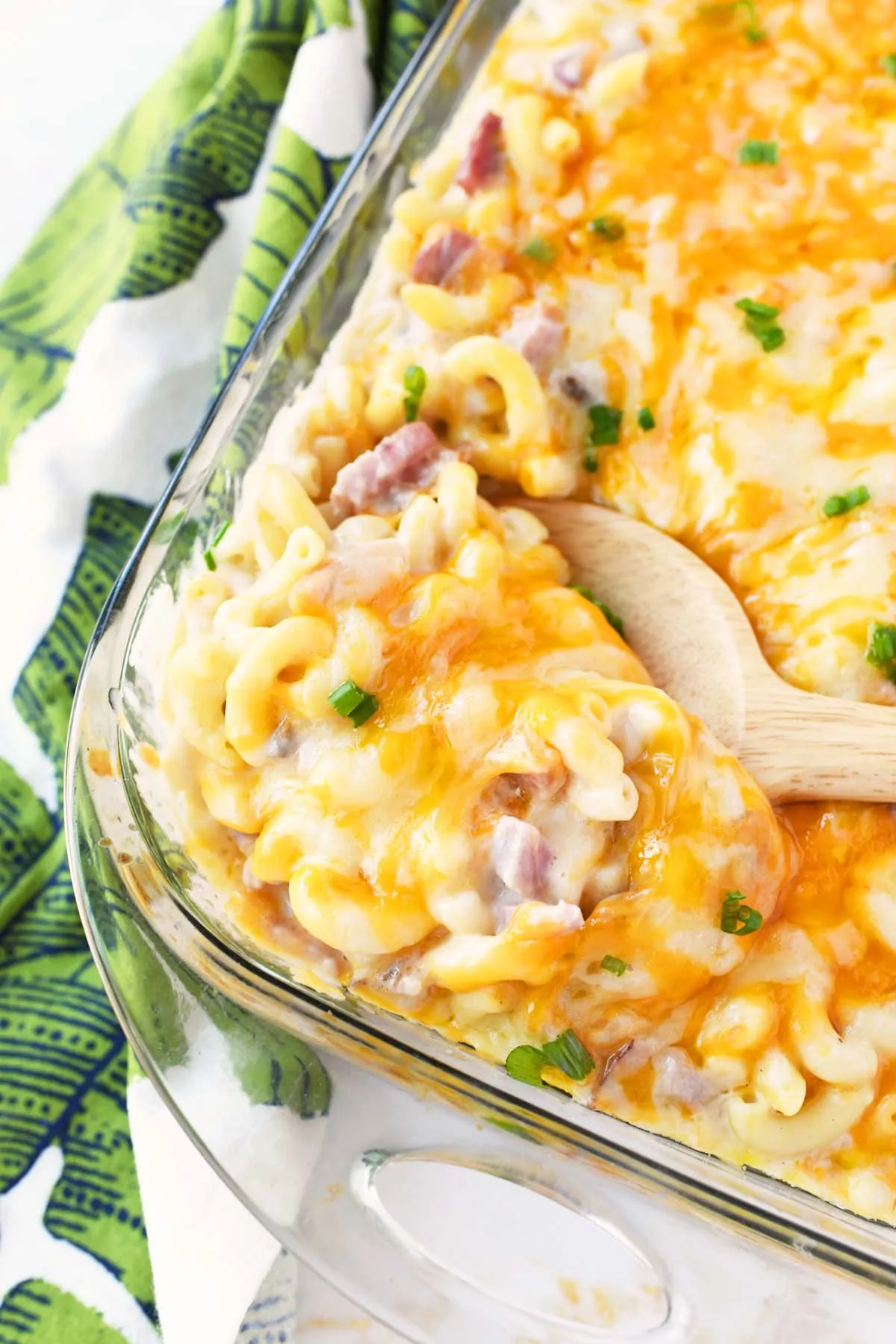 cheesy mac and ham casserole