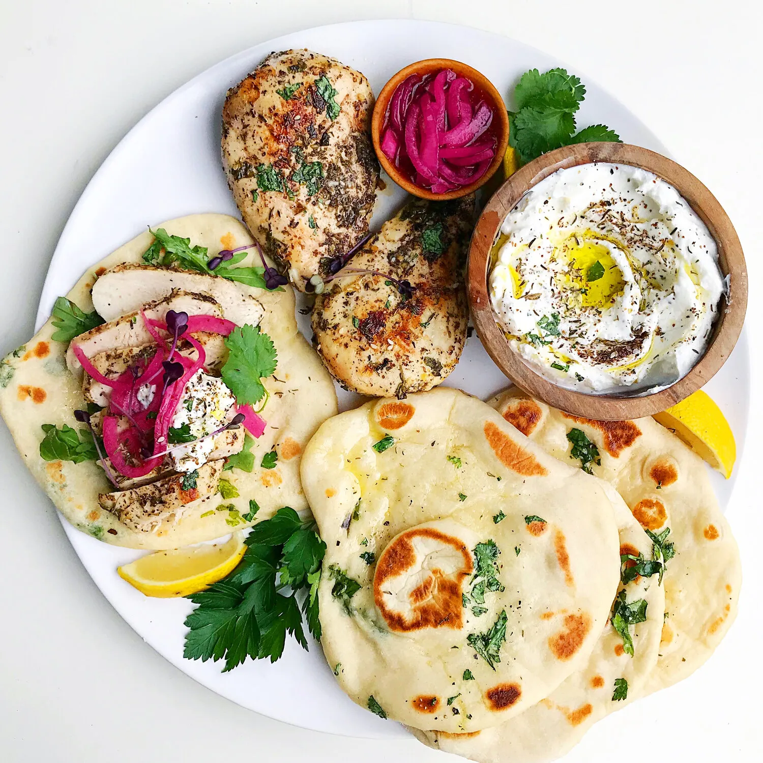 chicken syrian lentils labneh zaatar