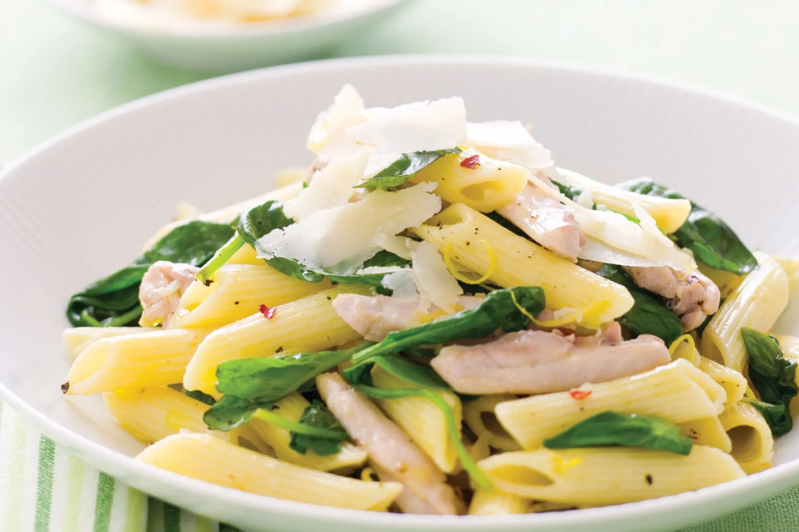 creamy lemon pasta with chicken asparagus spinach