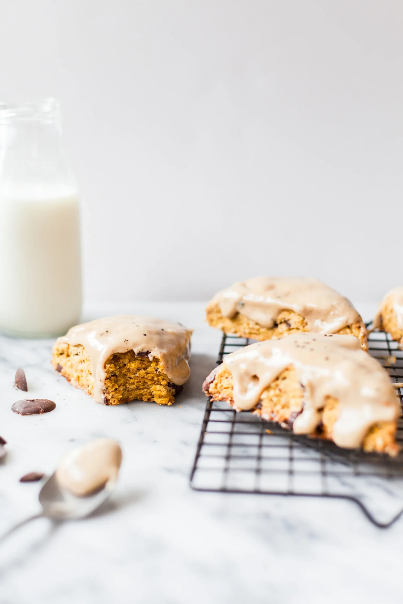 gingersnap scones with espresso glaze