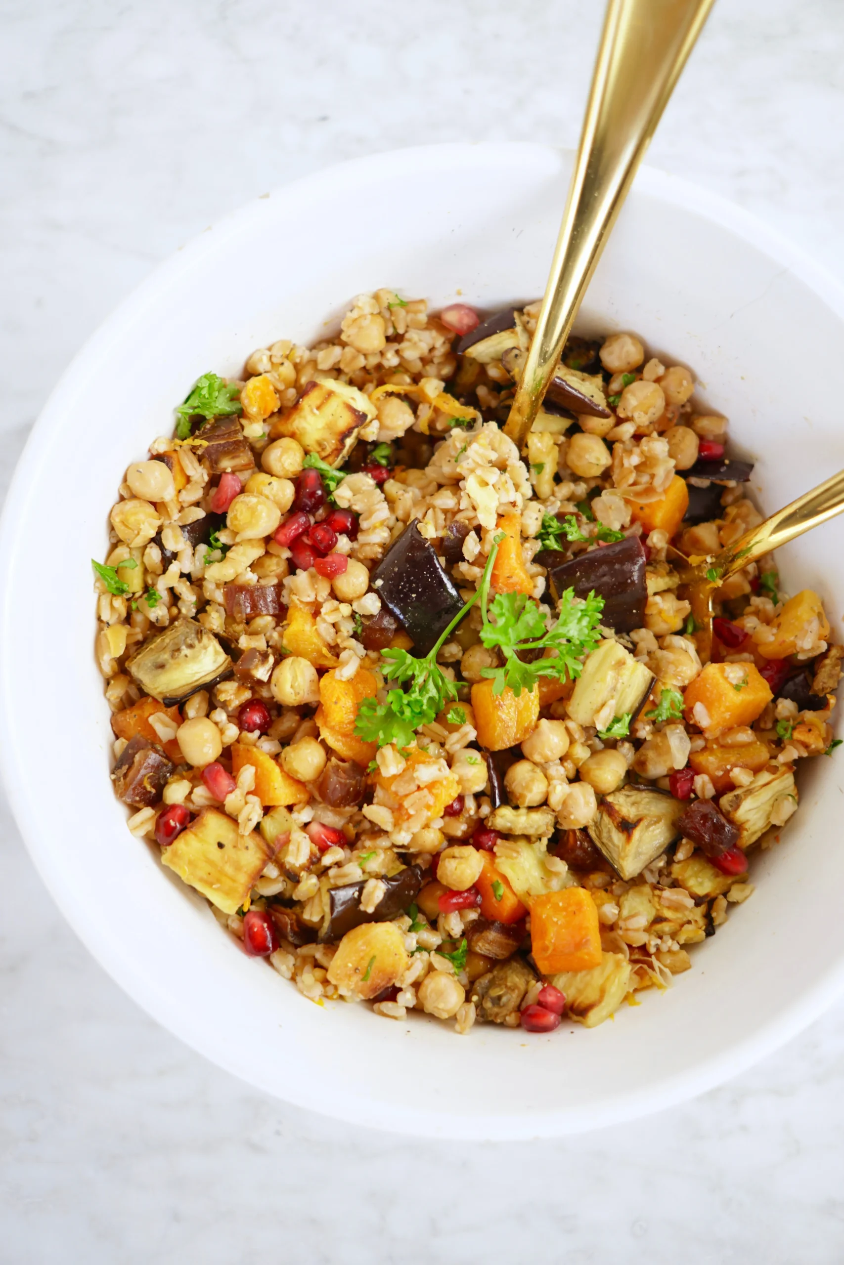 warm butternut squash farro salad